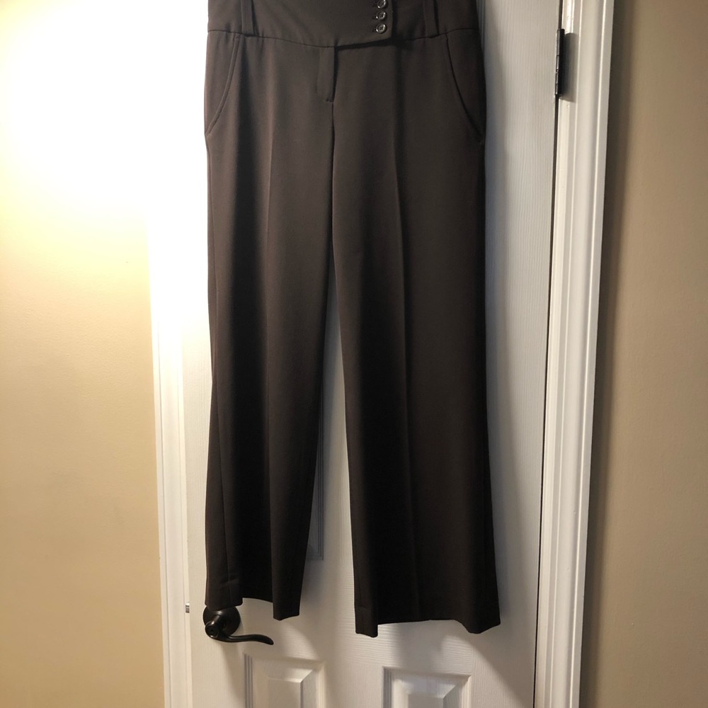 Ladies brown wide leg dress pants size 6 short